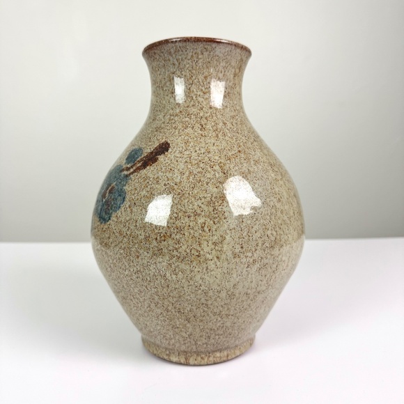 Old Time Pottery Floral Salt Glaze Speckled Ceramic Vase Vintage 80’s - Picture 6 of 11